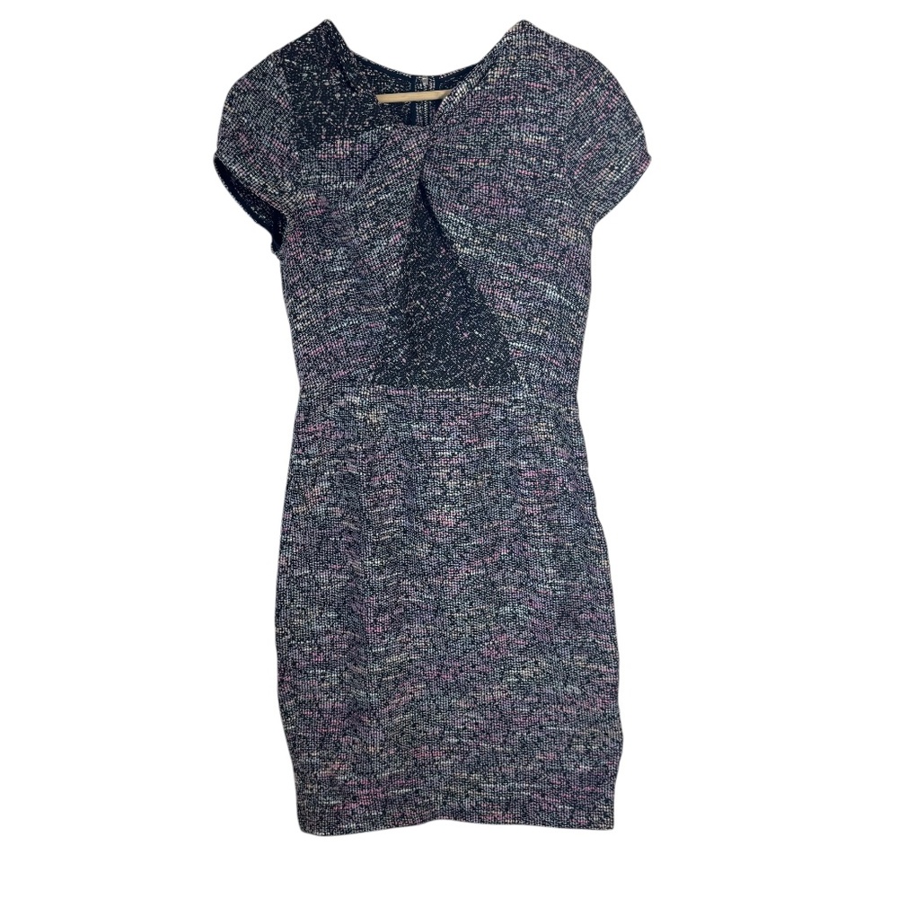Jason WuTweed Black/Pink Twist Front Back Slit Mini Dress Sz 6